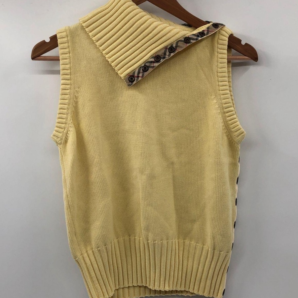 Burberry Pale Yellow Button-Trim Knit Vest